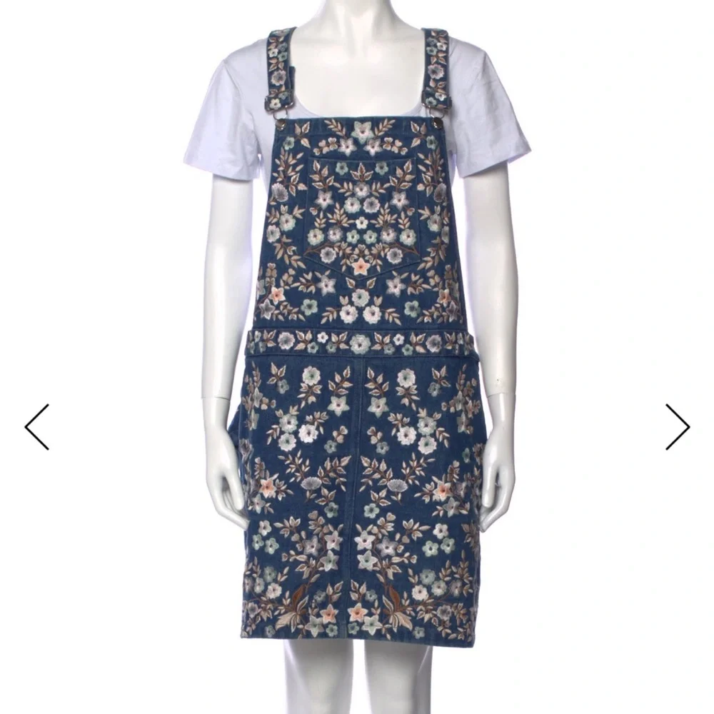 Needle & Thread Blue Floral Overall Jumper Dress EUC - Picture 3 of 5